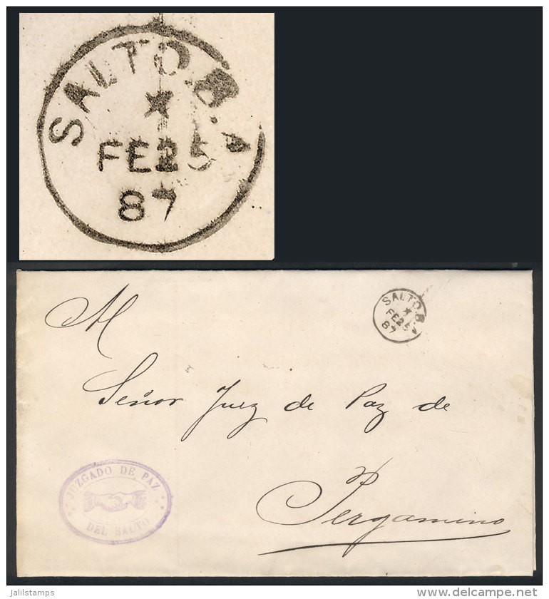 Entire Letter (official) Sent To Pergamino On 25/FE/1887, With Small Circular Datestamp Of SALTO, Excellent... - Other & Unclassified