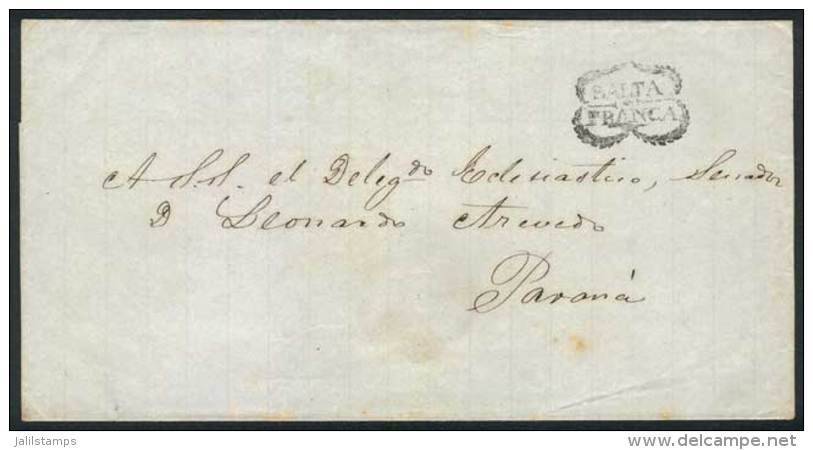 Folded Cover Sent To Paran&aacute; In 1856 With Black "SALTA-FRANCA" Marking With Laurel Branches (VK.9), Excellent... - Other & Unclassified
