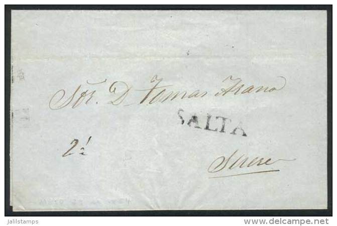 Folded Cover Dated 29/MAY/1854, With Straightline SALTA Marking In Black (VK.3) And "2&frac12;" Rate In Pen, Sent... - Other & Unclassified