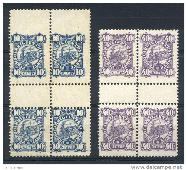 GJ.59/60, Ferrocarril Central Norte, Set In Gutter BLOCKS OF 4, Rare. The 10c. Value With VERY RARE VARIETY: The... - Telegraph