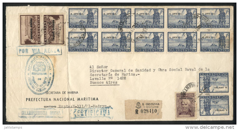 Registered Airmail Cover Sent From Puerto Madryn To Buenos Aires On 23/AU/1961, With Nice Postage Of 8.20P., Very... - Officials