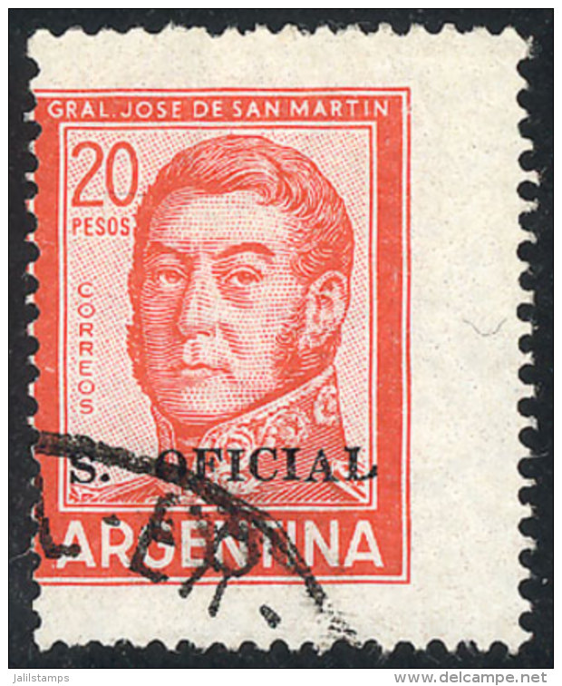 GJ.713, 20P. San Mart&iacute;n With Overprint Type VI, Used, VF Quality, Very Rare, Catalog Value US$60. - Dienstzegels