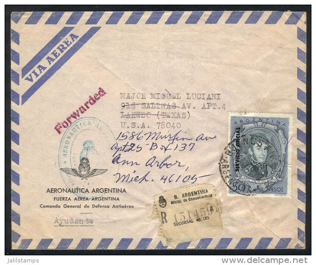 Registered Airmail Cover Sent From Buenos Aires To USA On 19/NO/1965, Franked With GJ.709 (50P. San Mart&iacute;n)... - Dienstzegels