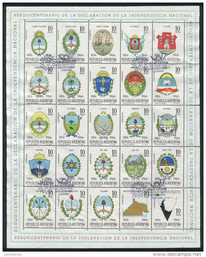 GJ.HB 22, 1966 Provincial Coats Of Arms, Souvenir Sheet With FDI Postmarks, VF, Catalog Value US$32. - Blokken & Velletjes