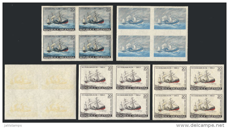 GJ.1424P, 1967 Military Navy School (school Ship Gral. Brown), IMPERFORATE BLOCK OF 4 + 4 Different Imperf Blocks... - Other & Unclassified