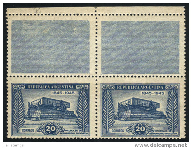 GJ.925CA, Block Of 2 Stamps + 2 Labels, The Left One With RETOUCH, Very Fine! - Other & Unclassified