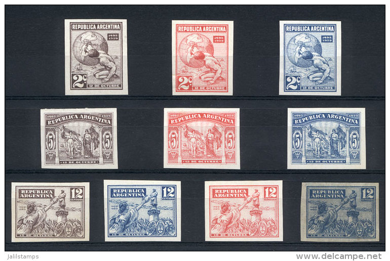 GJ.657/9, 1929 Discovery Of America, 10 Different TRIAL COLOR PROOFS, Excellent Quality, Many Of Them Not Listed By... - Otros & Sin Clasificación