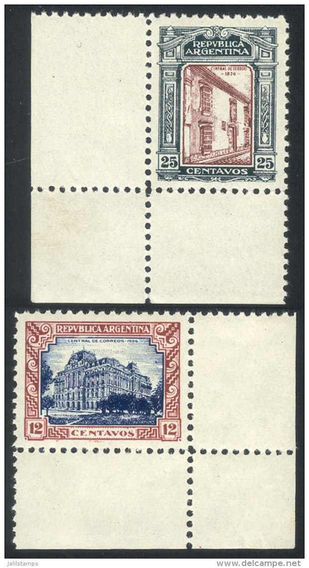 Year 1926, Centenary Of The Argentine Post, 2 Unadopted Essays Of 12c. And 25., Both Never Hinged And With Sheet... - Otros & Sin Clasificación