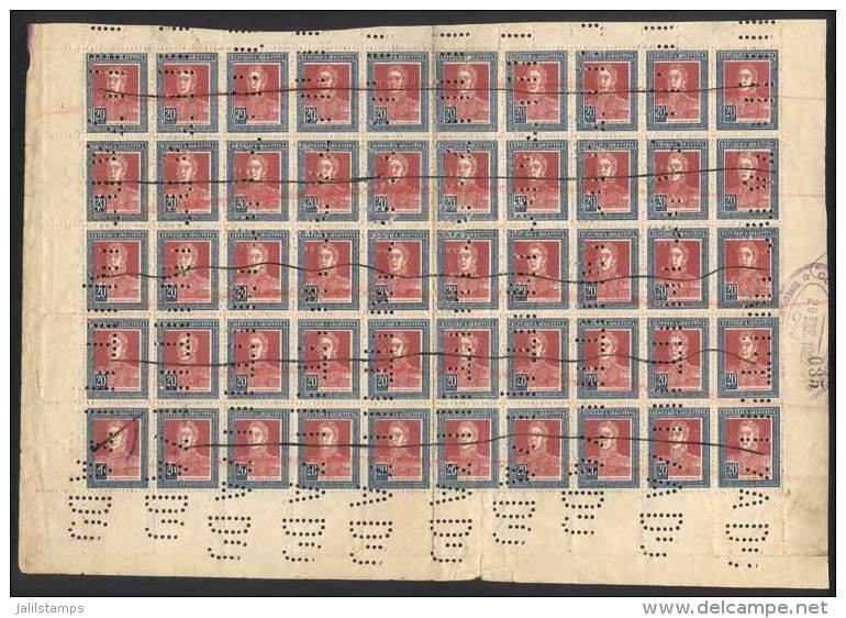 GJ.589O, Complete Sheet Of 50 Examples On A Postal Document/receipt For Bulk Mailing, With The Corresponding... - Andere & Zonder Classificatie