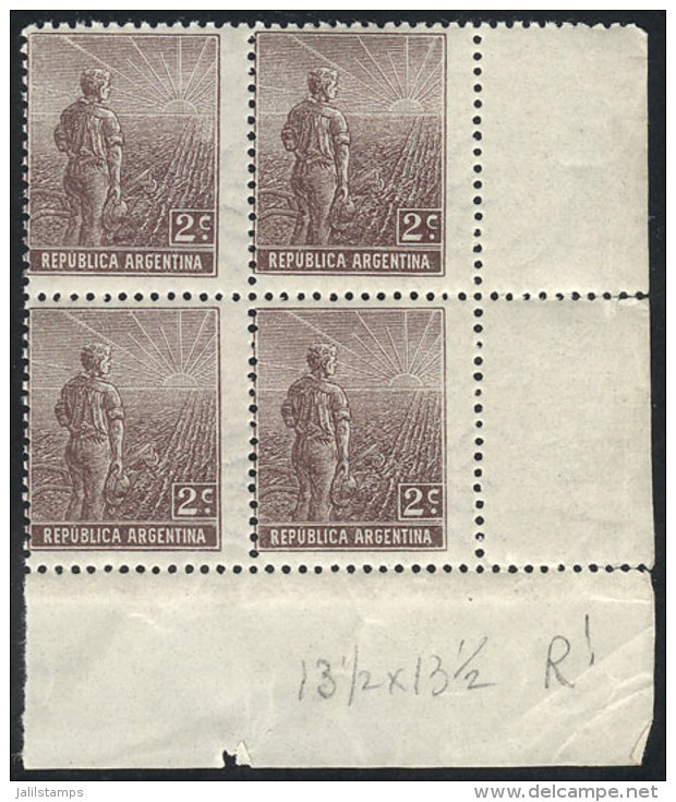 GJ.327, 1911 2c. Plowman With Sun Wmk, MNH Corner Block Of 4, Excellent Quality, Very Fresh And Fantastic, Catalog... - Andere & Zonder Classificatie