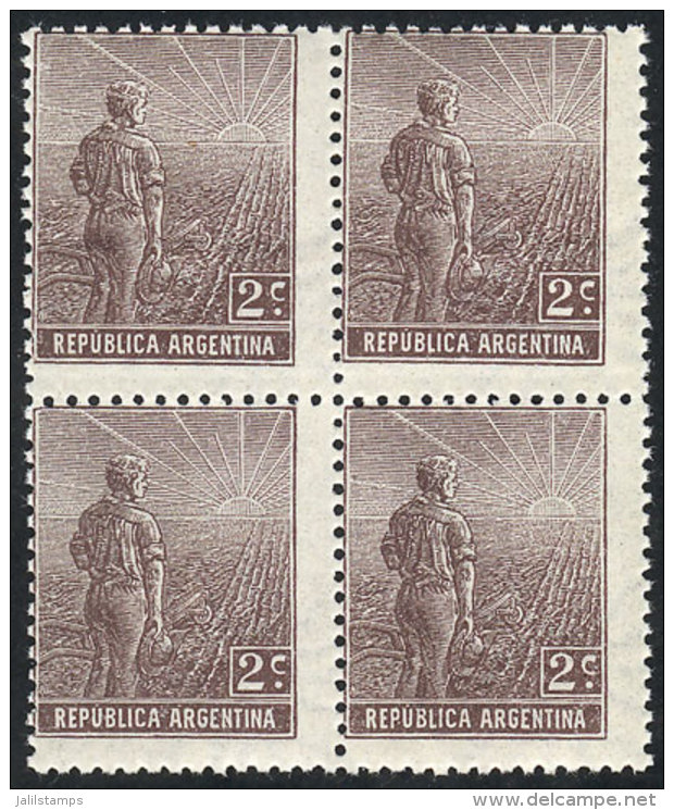 GJ.327, 1911 2c. Plowman With Sun Wmk, MNH Block Of 4, Excellent Quality, Very Fresh, With The Gum Applied With... - Sonstige & Ohne Zuordnung