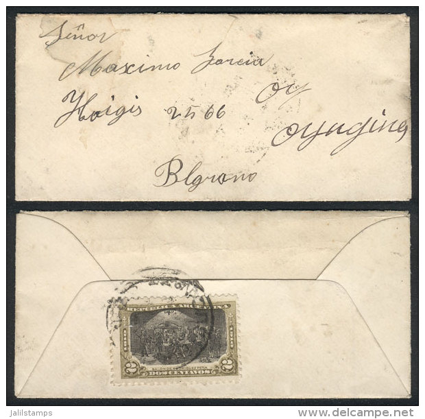GJ.302, Franking Alone A Small Cover Used Unsealed (left Open) In Buenos Aires, VF Quality, Scarce Rate Of 2c.! - Sonstige & Ohne Zuordnung