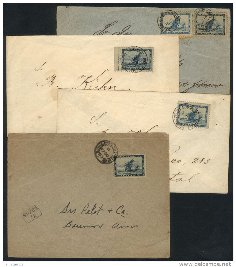 GJ.135/6, 3 Covers + 1 Front, All Used On First Days Of Issue, Very Nice! - Otros & Sin Clasificación