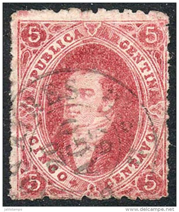 GJ.33, 7th Printing Perforated, Spectacular Example Perforated All Around On Its 4 Sides (rare), Used In Buenos... - Gebraucht