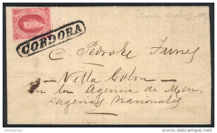 GJ.32b, 7th Printing Imperf, Partial Double Impression Var. And LARGE FOLD, On Compl. Folded Letter Dated... - Gebruikt