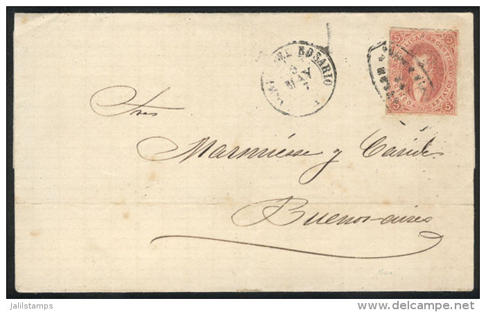 GJ.28, 6th Printing Perforated, Very Nice Example On Folded Cover Sent From Rosario To Buenos Aires On 8/MAY/1867,... - Brieven En Documenten