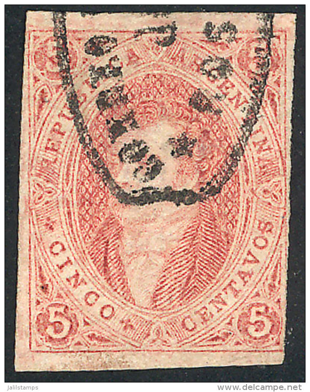 GJ.27, 6th Printing Imperforate, Rose-red, Absolutely Clear Impression, Used In Rosario, Very Nice. - Gebraucht