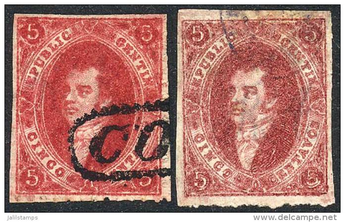 GJ.26 + 26A, 5th Printing, Dark Carmine And PURPLE CARMINE Colors, Used, VF Quality, The Latter Is Very Rare! - Used Stamps