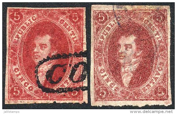 GJ.26 + 26A, 5th Printing, Dark Carmine And PURPLE CARMINE Colors, Used, VF Quality, The Latter Is Very Rare! - Usados