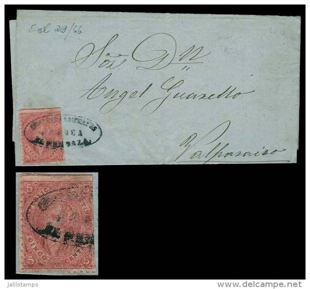 GJ.25Ba, 4th Printing, LILAC ROSE, Clear Impression, MULATTO, Franking A Folded Cover Sent From Mendoza To... - Lettres & Documents