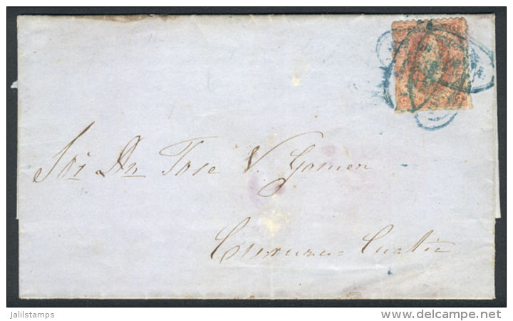 GJ.20, 3rd Printing, Franking A Folded Cover To Curuz&uacute; Cuati&aacute;, With THREE Strikes Of CONCORDIA... - Usados