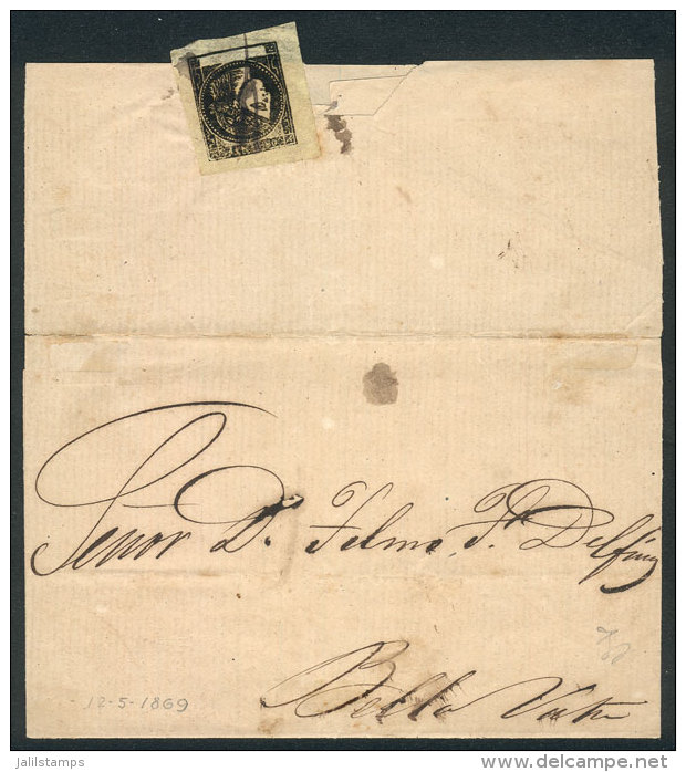 GJ.6, Franking On Reverse A Folded Cover Sent To Bella Vista On 12/MAY/1869, Pen Cancelled Possibly In Caa... - Corrientes (1856-1880)