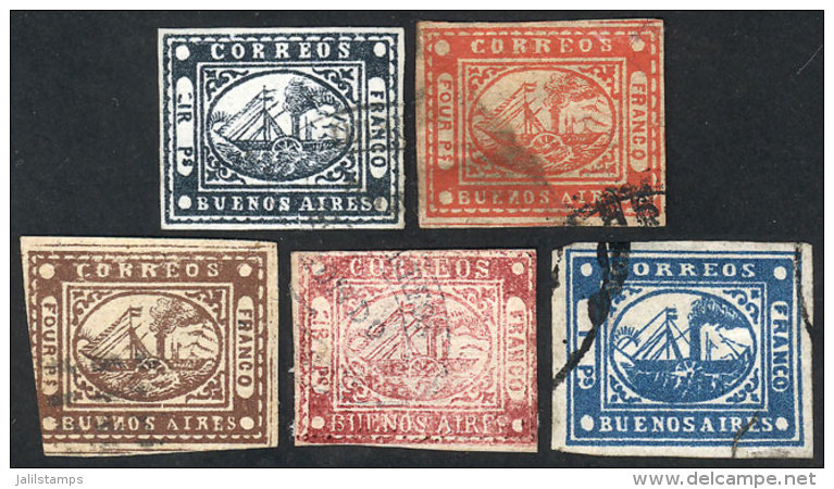 5 Forged Barquitos, Interesting For Study! - Buenos Aires (1858-1864)