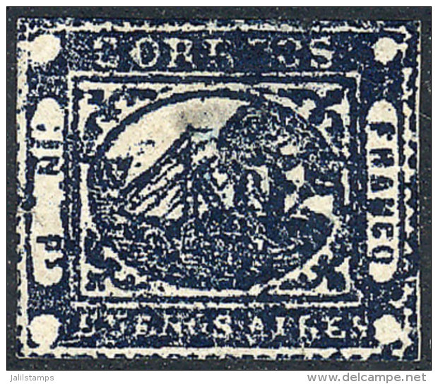 GJ.11C, IN Ps. INDIGO BLUE, Mint, Thinned On Reverse But With Very Good Front And Spectacular Color! - Buenos Aires (1858-1864)