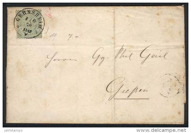 Comercial Printed Matter Sent From Gernsheim To Giessen On 25/MAY/1870, Franked By Michel 19, Very Handsome! - Other & Unclassified