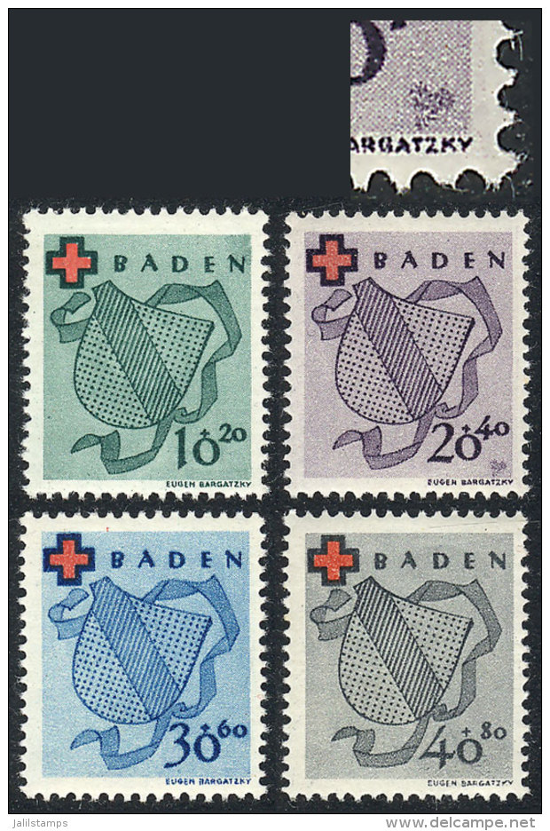 Yvert 38/41, 1949 Red Cross, Complete Set Of 4 Values Very Lightly Hinged. The 20+40 Value With VARIETY: Color Spot... - Andere & Zonder Classificatie
