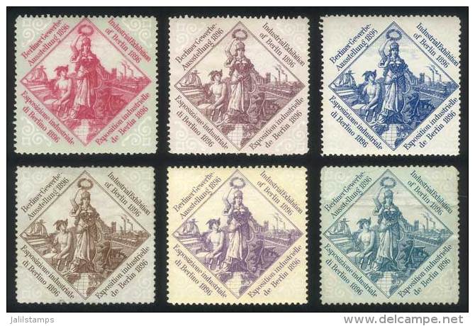 Set Of 6 Cinderellas Of The 1896 Berlin Industrial Exposition, VF Quality (one With Little Defect), Rare! - Autres & Non Classés