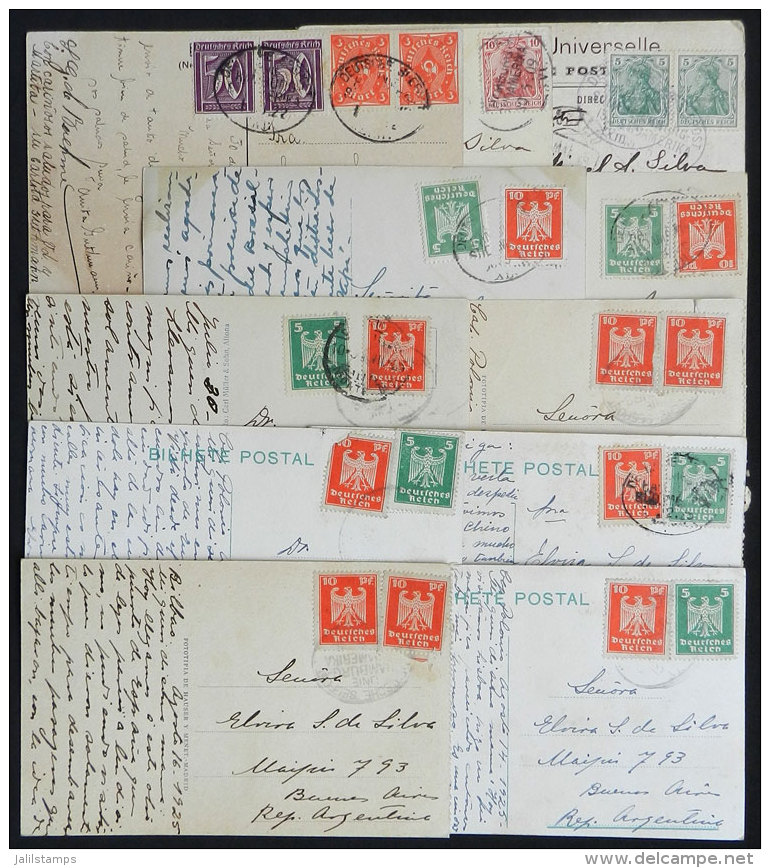 11 PCs With Views Of Various Countries (some With Interior Views Of German Ships), Posted AT SEA To Argentina... - Sonstige & Ohne Zuordnung