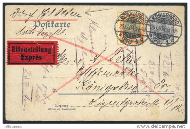 Postal Card Posted By Express Mail In K&ouml;nigsberg On 26/DE/1904 And Returned To Sender, VF And Interesting! - Briefe U. Dokumente