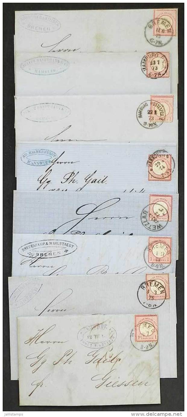 18 Complete Folded Letters (some Are Folded Covers) Sent To Giessen Between 1873 And 1875, All Franked By Mi.19,... - Cartas & Documentos