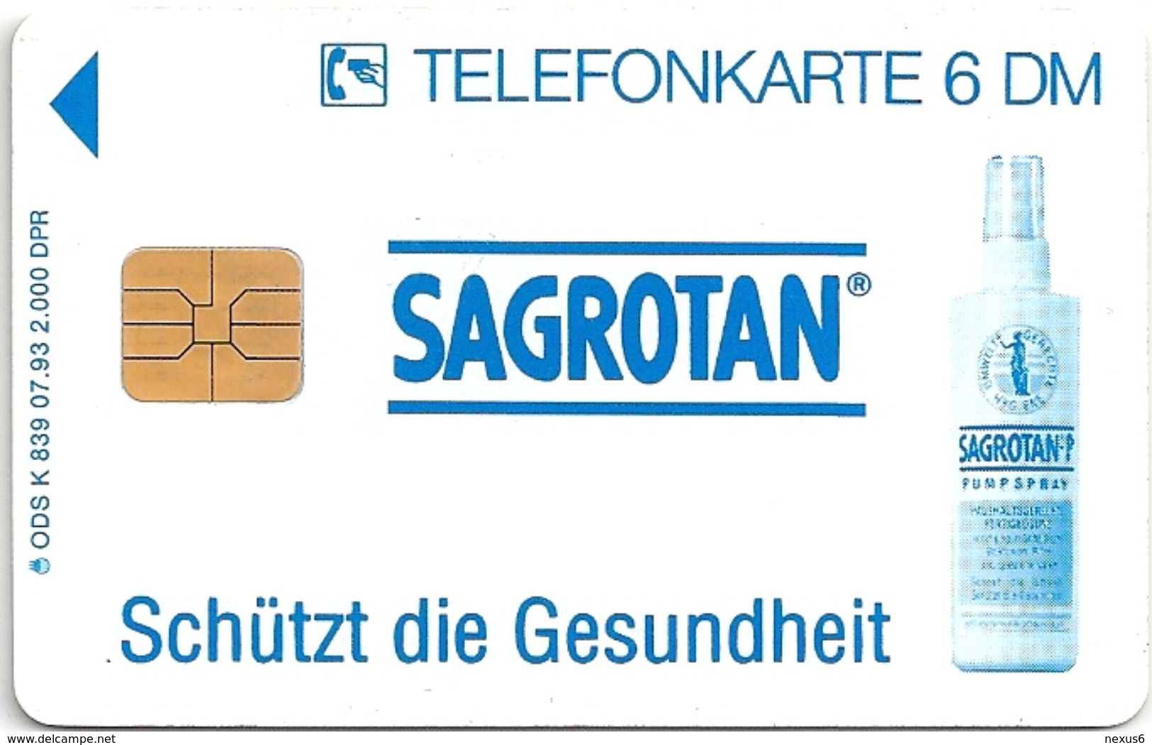 Germany - Sagrotan Hygiene - K 0839 - 07.93, 6DM, 2.000ex, Used - K-Serie : Serie Clienti