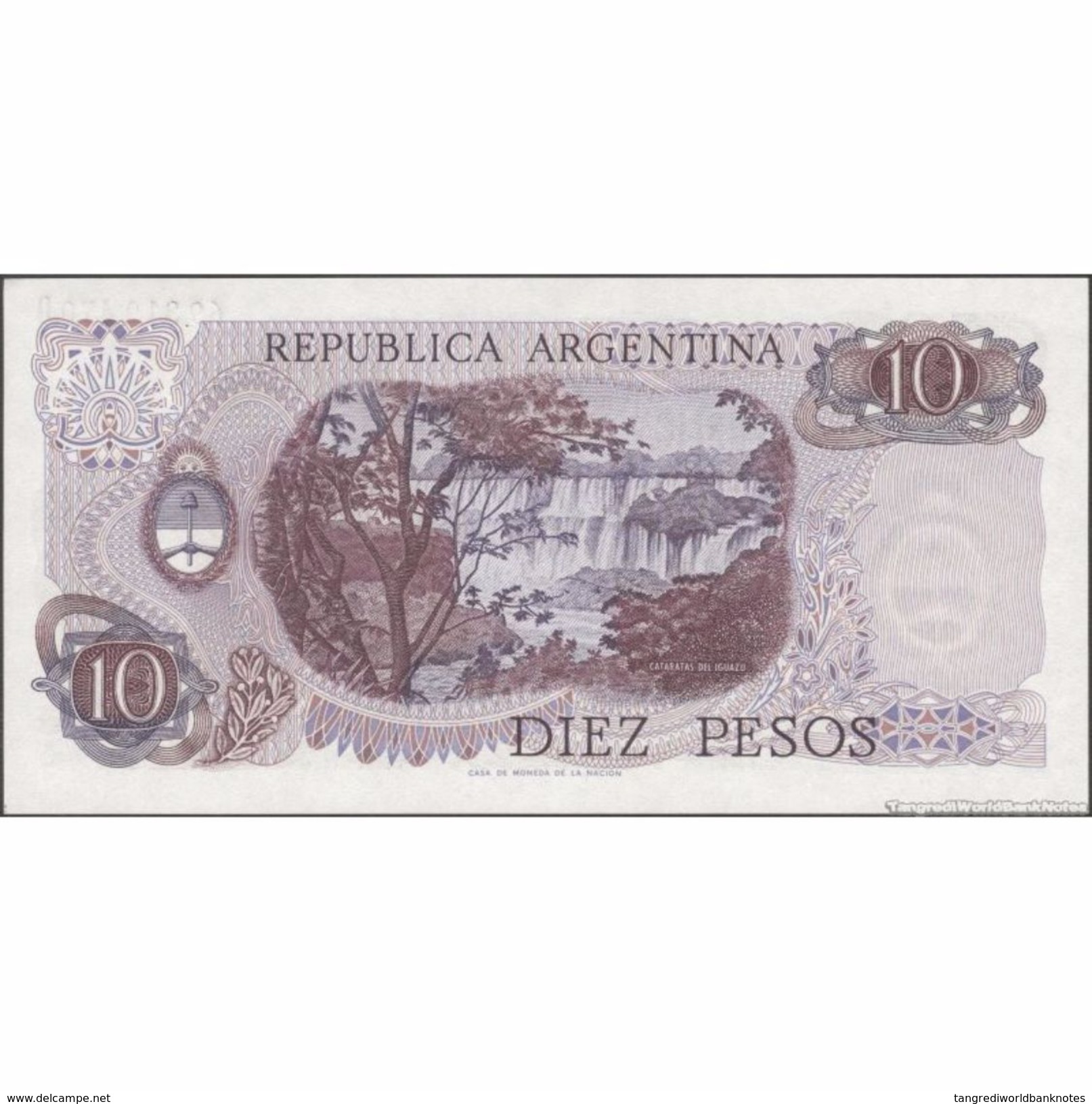 TWN - ARGENTINA 295c - 10 Pesos 1973-76 Serie D - Signatures: Mondelli & Cairoli AU/UNC - Argentina