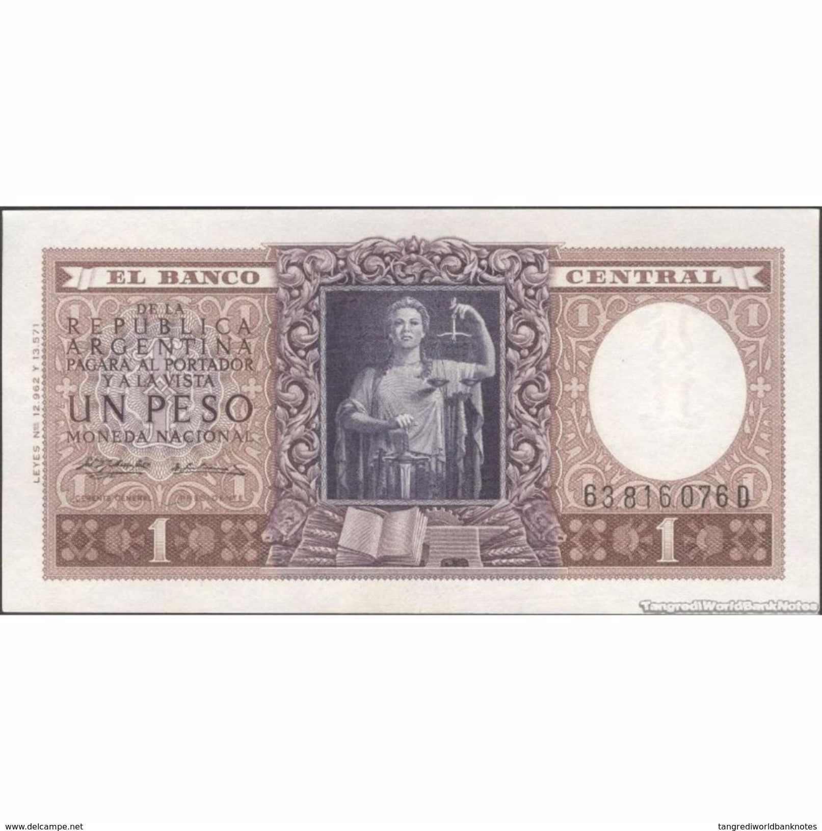 TWN - ARGENTINA 263b - 1 Peso 1951 Serie D - Signatures: Real & Alizon Garcia AU - Argentina