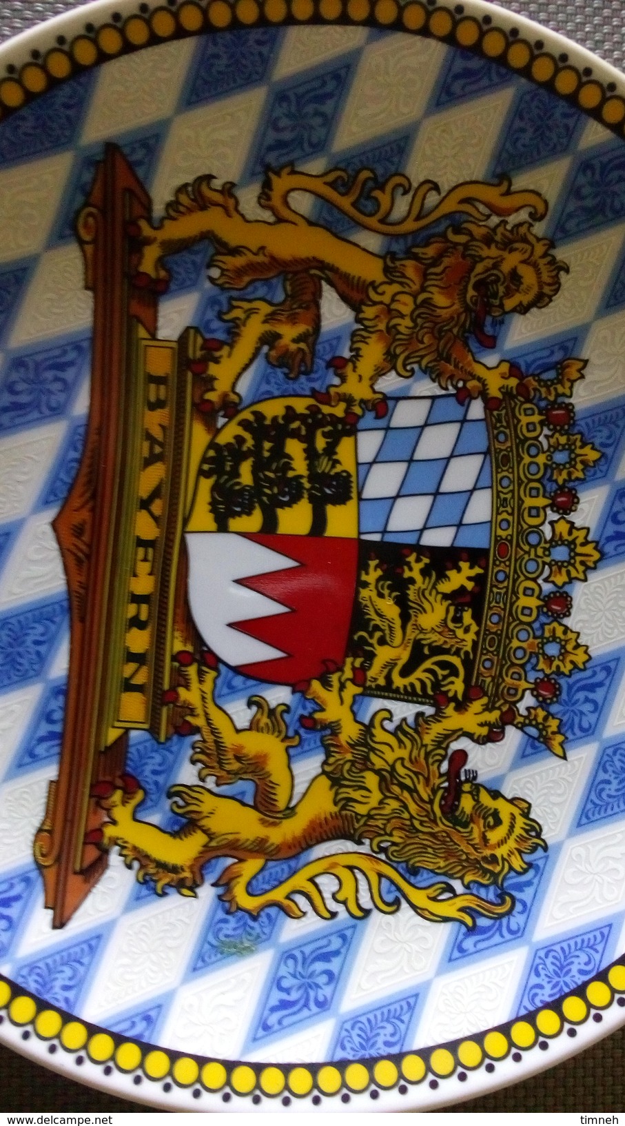 BAYERN LÖWE KRONE - THIERSHEIM KÖNIG PORZELLAN BAVARIA - ASSIETTE MURALE PORCELAINE - BLASON LION & COURONNE - Bavaria (DEU)