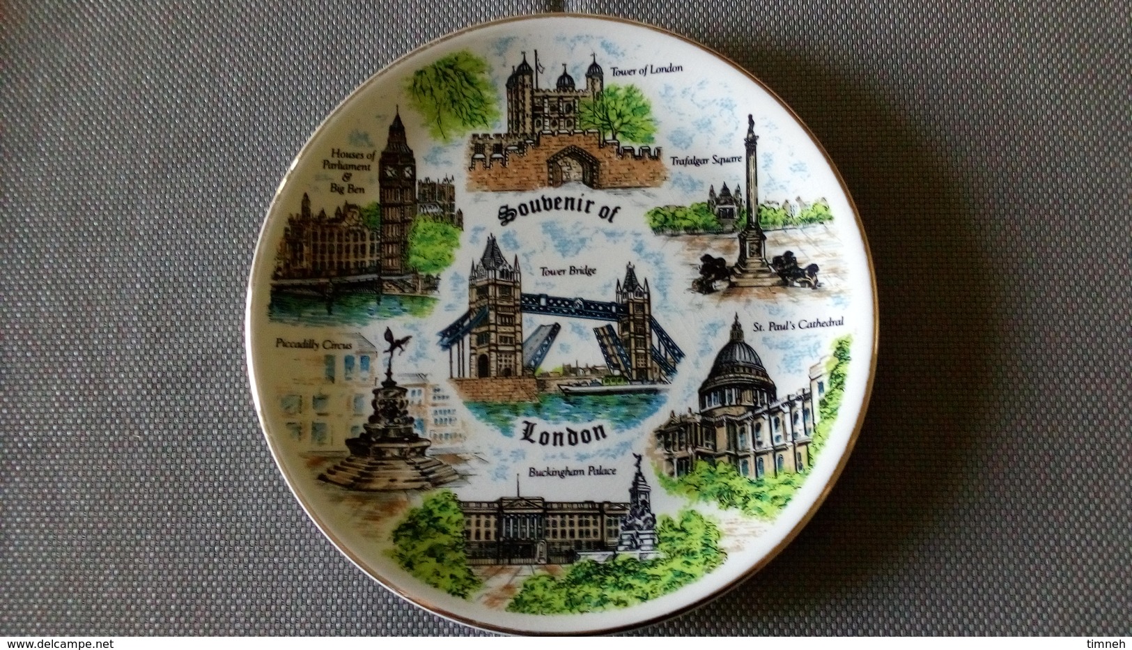 SOUVENIR OF LONDON - MONUMENTS -  ASSIETTE FAÏENCE - TOWER BRIDGE - BIG BEN - ST PAUL'S - PICCADILLY - BUCKINGHAM - Non Classificati