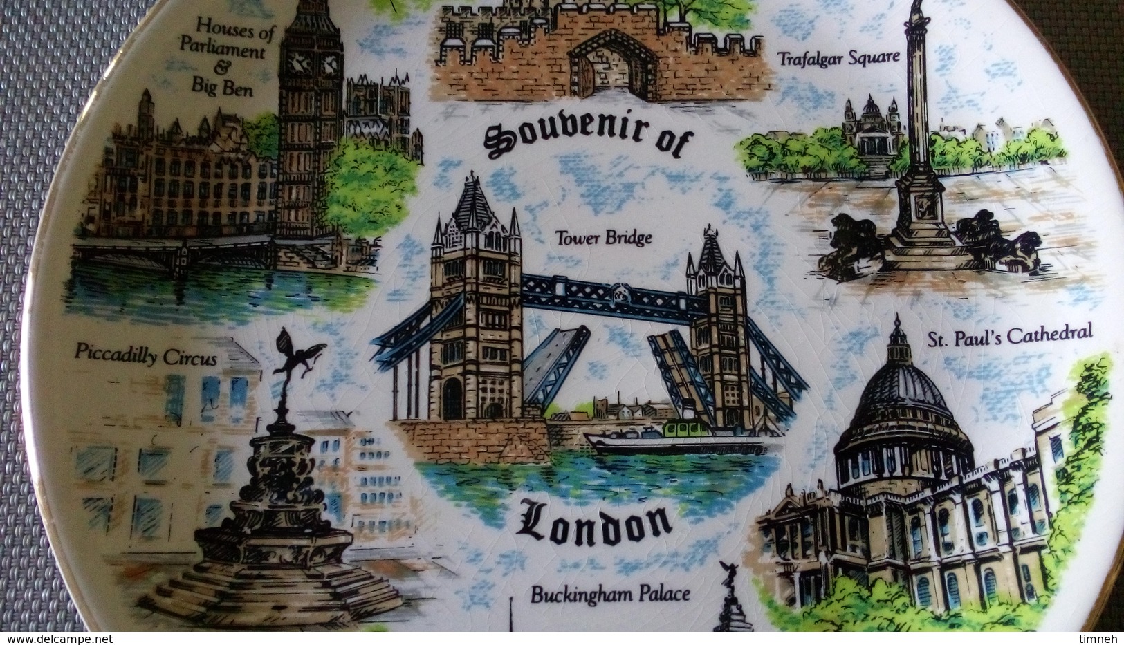 SOUVENIR OF LONDON - MONUMENTS -  ASSIETTE FAÏENCE - TOWER BRIDGE - BIG BEN - ST PAUL'S - PICCADILLY - BUCKINGHAM - Non Classificati