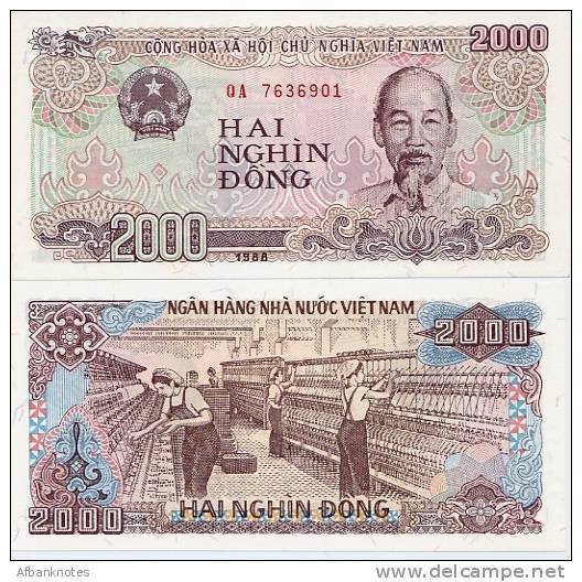 VIETNAM         2000 Dong       P-107a      1988      UNC - Vietnam