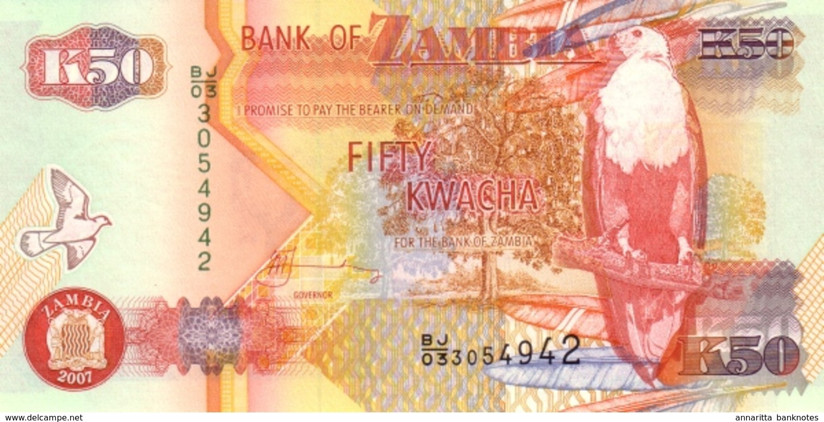 ZAMBIE 50 KWACHA 2007 P-37f NEUF [ZM138g] - Zambia