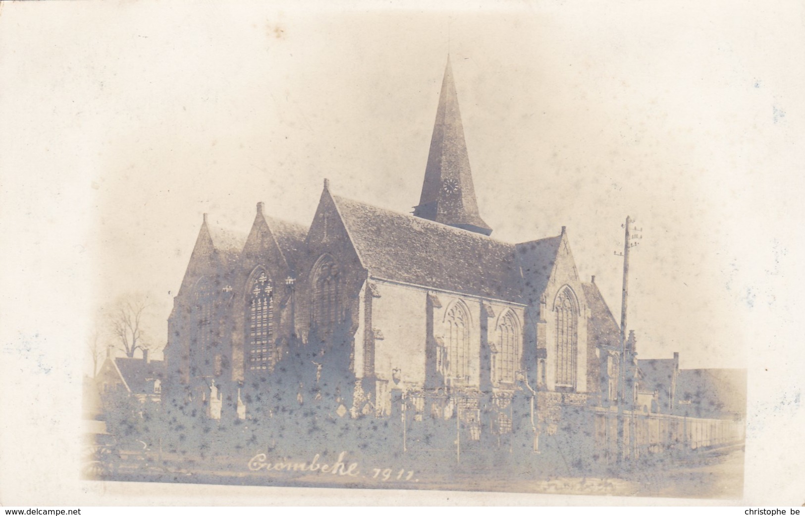 Unieke Fotokaart, Krombeke, Crombeke 1911, Kerk (pk36558) - Poperinge