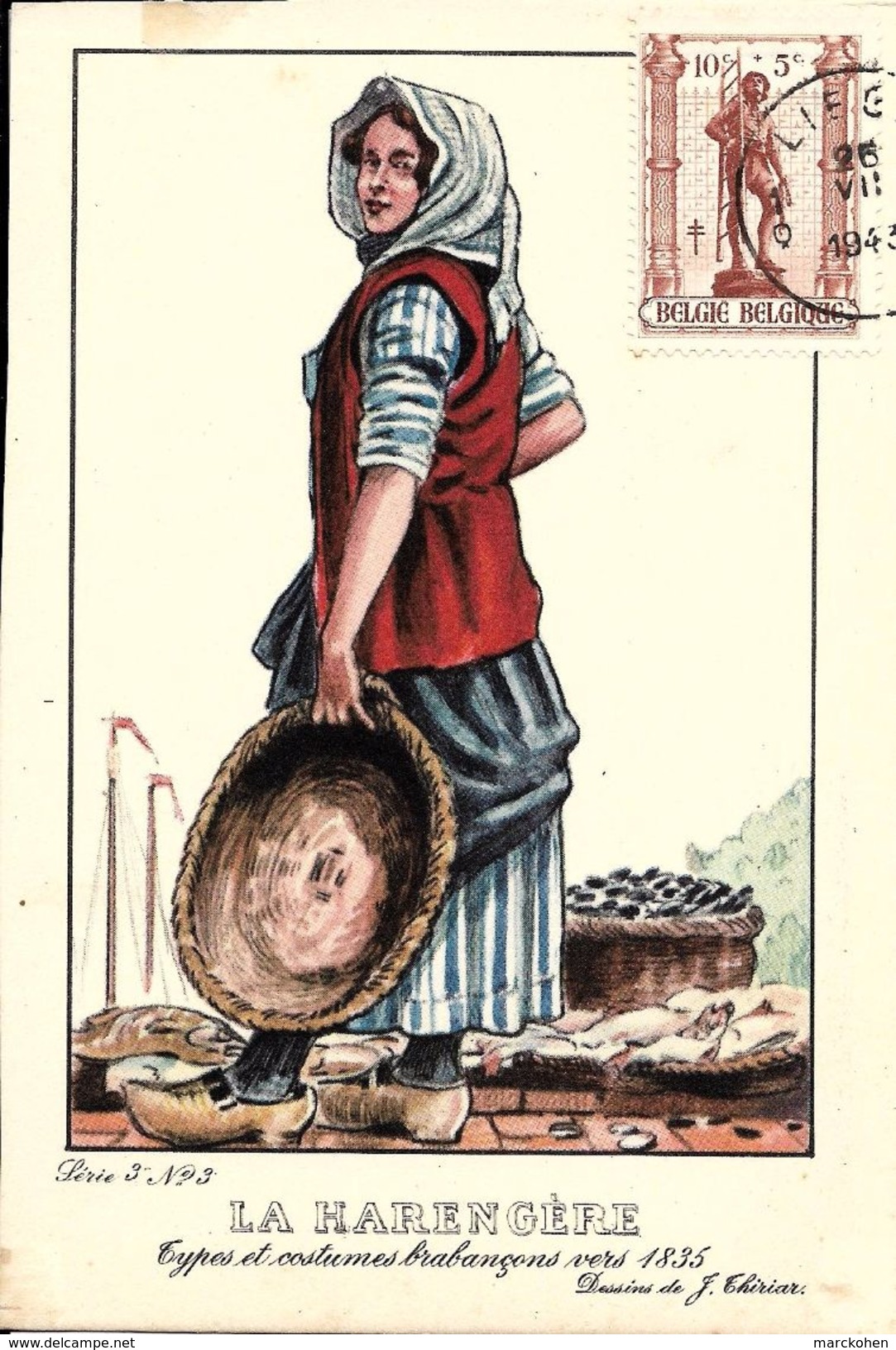 Types Et Costumes Brabançons Vers 1835, Dessins De James Thiriar : La Harengère. CPSM. - Loten, Series, Verzamelingen