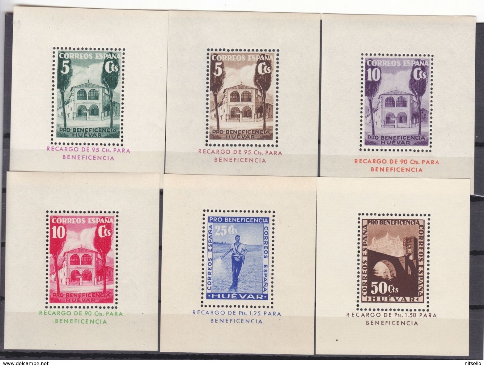 LOTE 2112  ///  (C100) 6 VIÑETAS-HB HUEVAR (SEVILLA) NUEVAS - FESOFI/SOFIMA Nº 54 A 59 COMPLETA **MNH - Spanish Civil War Labels