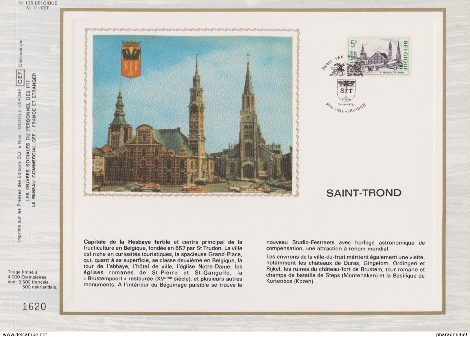 Feuillet Tirage Limité CEF 135 1773 Saint-Trond Sint-Truiden - 1971-1980
