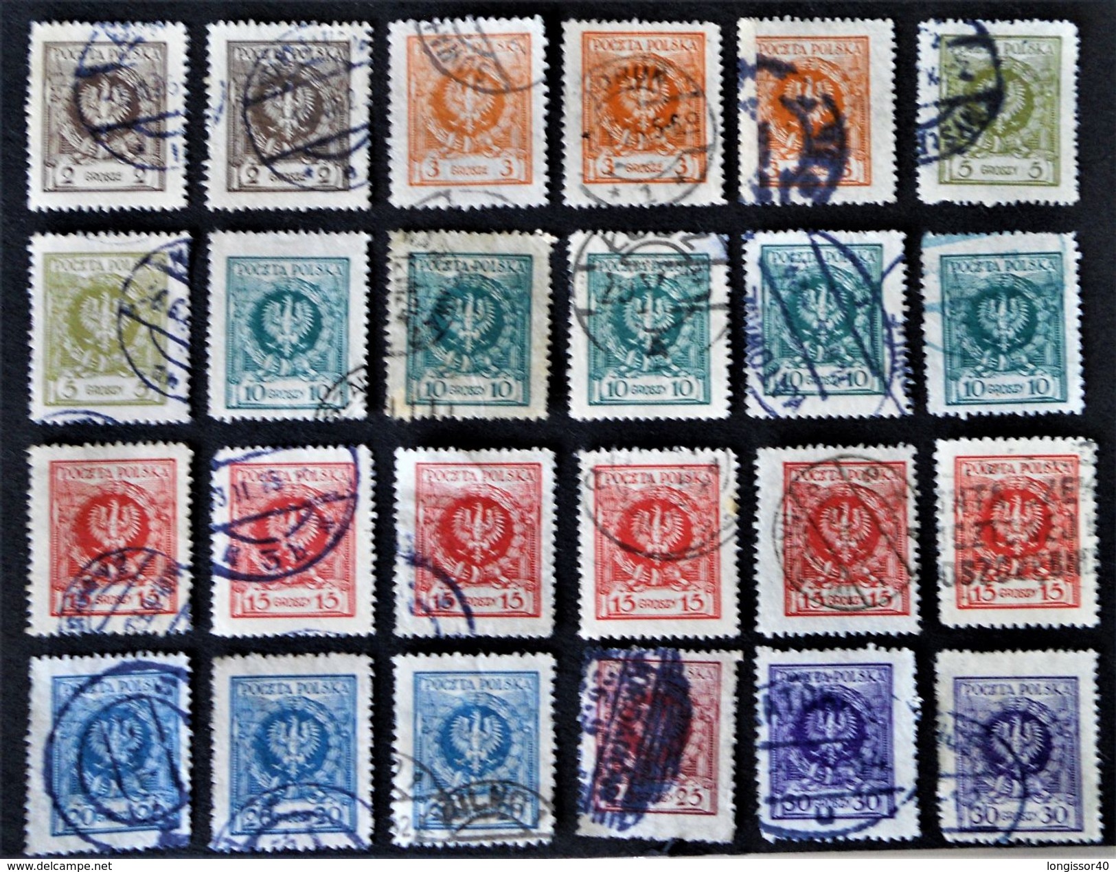 VALEUR EN NOUVELLE MONNAIE 1924 - OBLITERES - VARIETES DE COULEURS ET D'OBLITERATIONS - Gebraucht