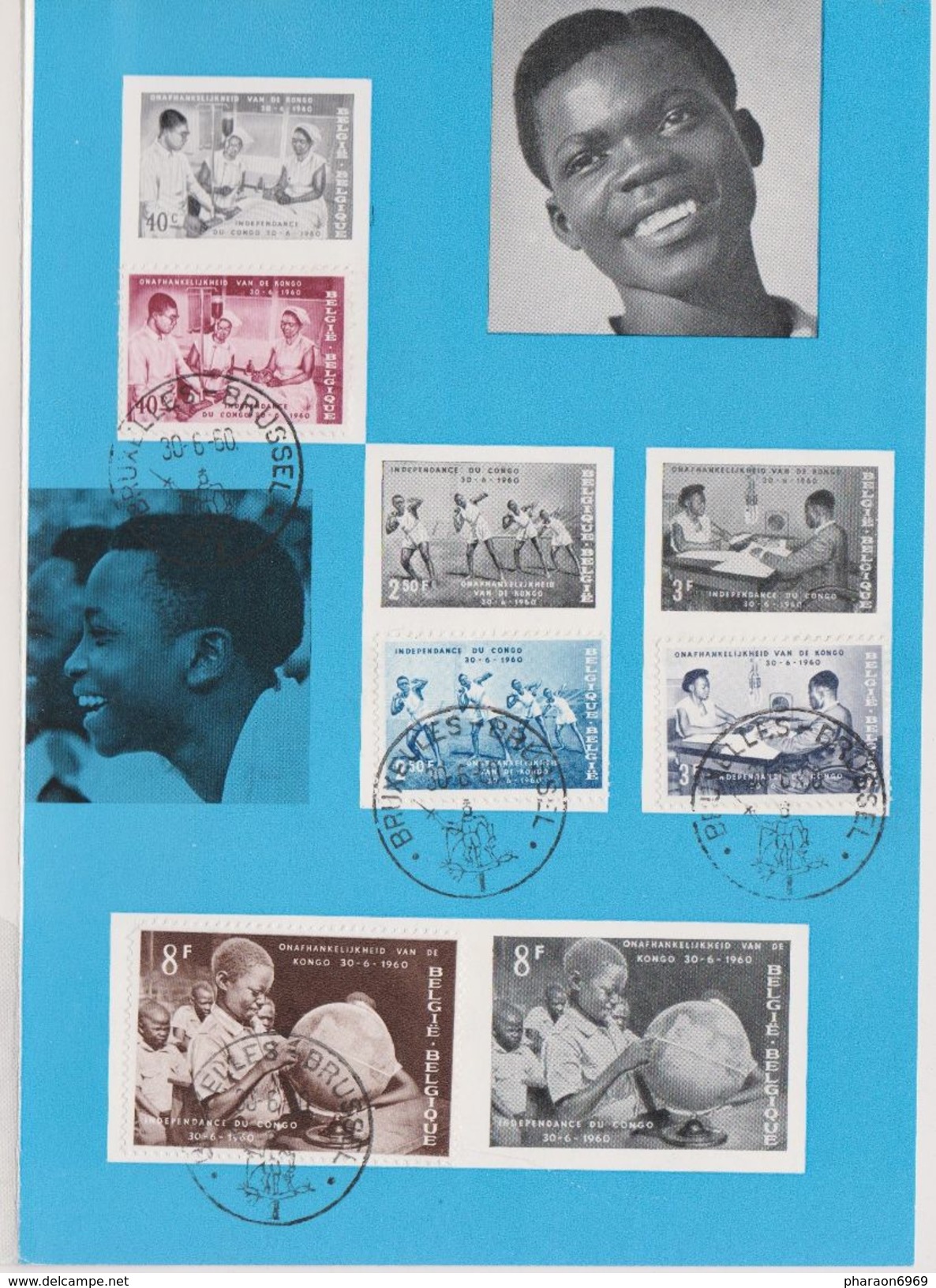 2 Scans Feuillet Poste FDC 1139 à 1146 Indépendance Du Congo - 1951-1960