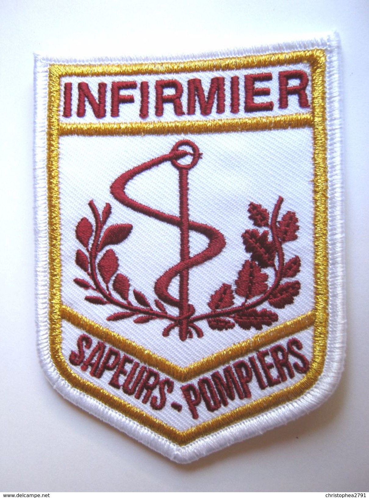 INSIGNE POMPIER TISSUS PATCH DES SAPEURS POMPIERS SPECIALITE INFIRMIER SUR VELCROS - Firemen