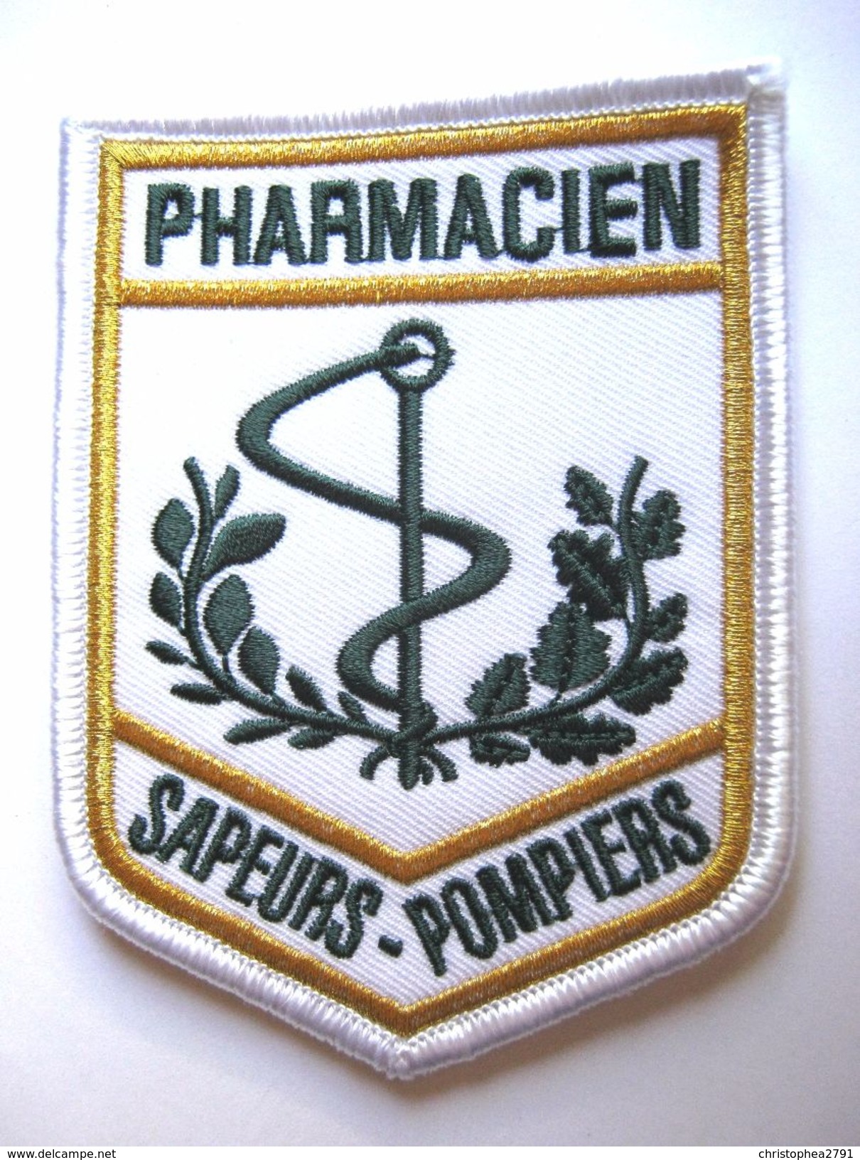 INSIGNE POMPIER TISSUS PATCH DES SAPEURS POMPIERS SPECIALITE PHARMACIEN SUR VELCROS - Bombero